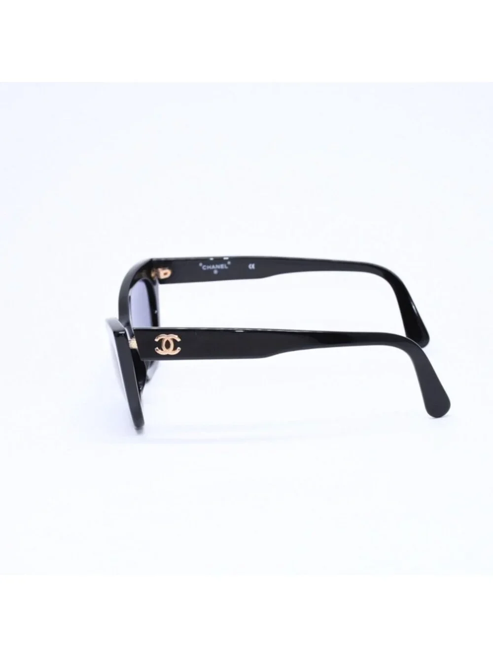 Chanel Cat's Eye Sunglasses Eyewear CC Logo Black Gold